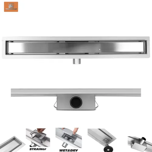 Duschrinne Edelstahl 60cm - Hochwertige Ablaufrinne aus Edelstahl 304, ideal für eine moderne Dusche. Langlebig und einfach zu installieren.