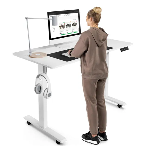 di volio Höhenverstellbarer Schreibtisch Amone, 120 x 60 cm, ideal fürs Home-Office, elektrischer Computertisch bis 80 kg belastbar - Weiß