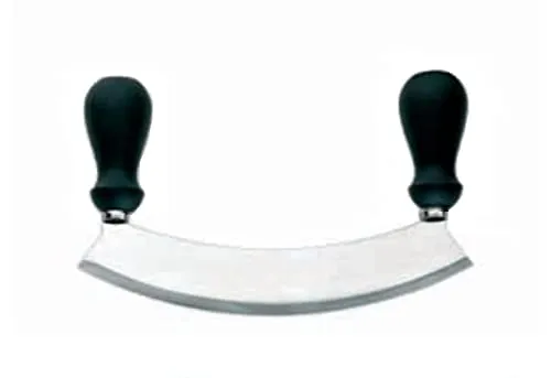 Tredoni 26cm Mezzaluna Messer Zerhacker Schneidemaschine Häcksler, Edelstahl Mond Runden Hachor, Kunststoffgriffe