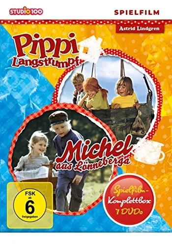 Pippi Langstrumpf / Michel aus Lönneberga - Spielfilm Komplettbox [7 DVDs] - Filme für die ganze Familie, enthält alle Abenteuer von Pippi und Michel, ideal für gemütliche Filmabende.