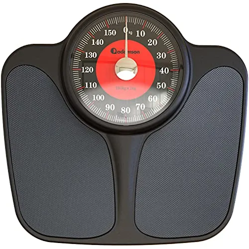 Adamson A23 Waage Für Körpergewicht – Bis Zu 160 KG – ÜBergroße XL-Waage 36X35cm – Rutschfeste Gummioberfläche, Extra Große Zahlen – Hochpräzise Analoge Personenwaage –Langlebig Mit 20 Jahren Garantie