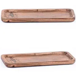 2er Set Akazienholz Serviertablett Servierbrett Anea 28x11cm