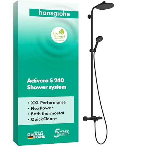 Hansgrohe Activera S Duschsystem 240 - Wassersparend mit Ecostat Thermostat - Bad & Sanitär: Erleben Sie mit dem Activera S Duschsystem kraftvollen Wasserspaß bei nur 8 l/min. EcoSmart-Technologie sorgt für ein umweltfreundliches Duschvergnügen!