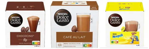 Nescafé Dolce Gusto Kaffeekapseln Chococino, Café au Lait, Nesquik 3er Pack 48St