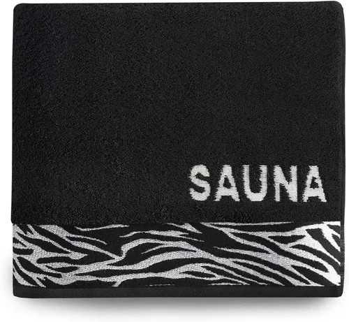 Saunatuch XXL Zebra 80x200 cm in schwarz von CLASS HOME COLLECTION