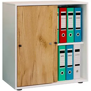 VCM Büroschrank Lona 2-Fach | Moderner Aktenschrank mit Schiebetüren und Schloss