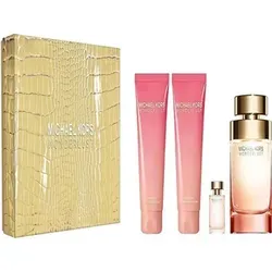Michael Kors Wonderlust Geschenkset 100ml EDP + 100ml Körperlotion + 100ml Duschgel + 4ml EDP - Entdecken Sie das Michael Kors Wonderlust Geschenkset mit einem orientalisch-blumigen Duft, der Abenteuerlust und Lebensfreude verkörpert. Ideal für besondere Anlässe oder den Alltag.