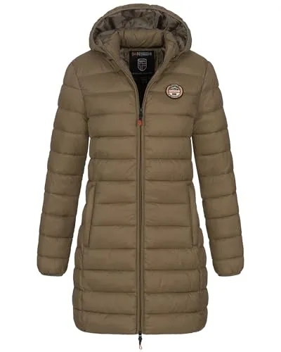 Geographical Norway Winter Steppjacke Parka mit Kapuze in Taupe, Größe S (36) - Leichter Damen Steppmantel für die kalte Jahreszeit. Mit Kapuze und hochwertiger Verarbeitung bietet dieser Parka optimalen Komfort und Stil. Ideal für kühle Tage, leicht und warm zugleich.