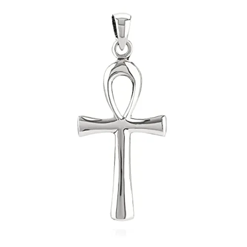 NKlaus Kettenanhänger Ankh gewölbt 925 Silber 32x15mm - Damen Anhänger aus 925 Sterling Silber, einzigartiges ägyptisches Symbol in gewölbter Form, ideal als stilvolles Accessoire oder Geschenk.