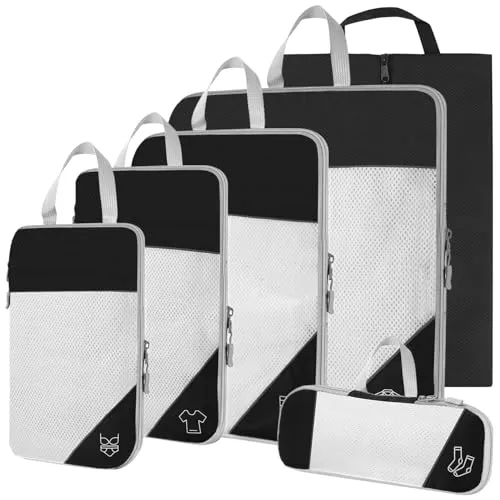 Koffer Organizer Packing Cubes Compression 6 Stück, Compression Packing Cube zur Organisation Ihres Reisegepäcks, Kofferorganizer Reise Kleidertaschen für Rucksack Koffer