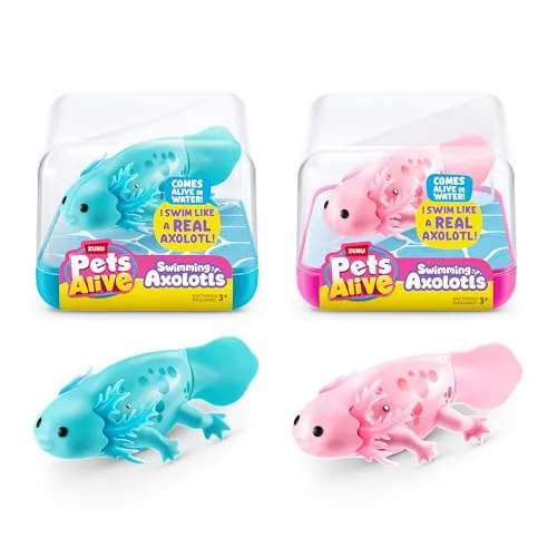 Pets Alive Swimming Axolotls von ZURU (2 Pack), schwimmender Roboter-Axolotl, elektronisches Haustier, Sommerspielzeug für den Pool, Badespielzeug.