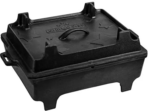 Grillfürst Dutch Oven Kastenform 6L - Stabiler Feuertopf mit T-Füßen - Grillroste - Der hitzebeständige Gusseisen Topf mit speziellen T-Füßen sorgt für stabilen Stand und gleichmäßige Hitzeverteilung, ideal für Gulasch, Eintöpfe und mehr.