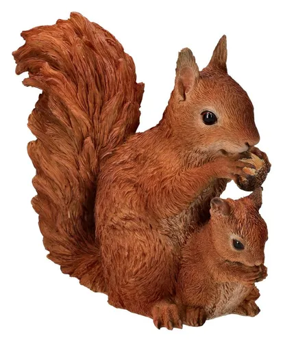 Gartenfigur Eichhörnchen mit Jungtier – Figuren Shop GmbH - Liebenswerte Gartenfigur aus hochwertigem Kunststein, detailreich und wetterfest. Perfekt für Garten, Terrasse oder Balkon – ein tolles Geschenk für Tierfreunde!