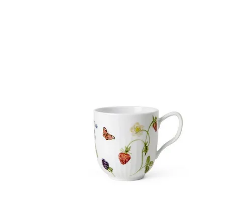 Kähler Becher Hammershøi - Thermobehälter mit 33 cl Fassungsvermögen, verziert mit sommerlichen Beeren und einem Schmetterling für eine fröhliche Sommeratmosphäre.