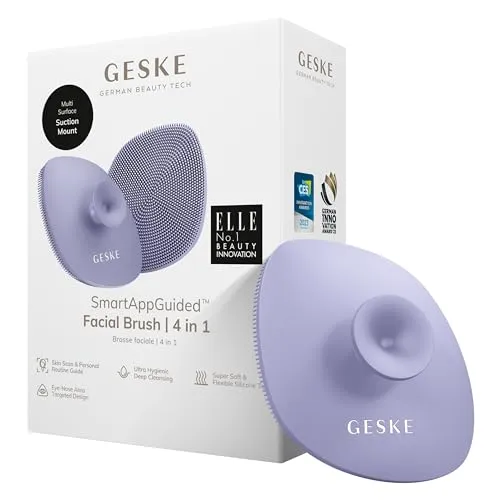 GESKE German Beauty Tech Elektrische Gesichtsreinigungsbürste SmartAppGuided™ Facial Brush 4 in 1, Packung, 1-tlg., inkl. kostenloser APP (SmartAppGuided Device), Mit der GESKE App erhältst Du deine personalisierte Hautpflegeroutine.