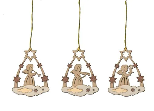 Kuhnert Kreativset 19071, 3er Set Sternenbogen, Christbaumschmuck Anhänger aus Holz - Made in Germany