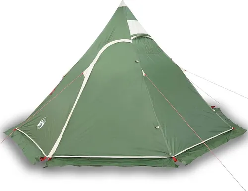 vidaXL Tipi-Campingzelt 5 Personen Grün - Wasserdichtes Tipi-Zelt für 5 Personen, ideal für Outdoor-Abenteuer. Mit PU-Beschichtung, stabil und leicht transportierbar in praktischer Tragetasche.