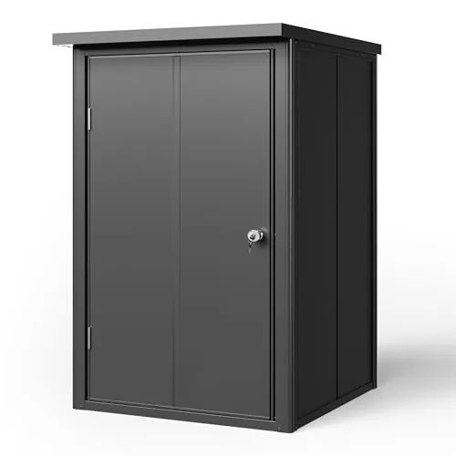 PRIMEYARD 84 x 84 cm Gartenschrank, anthrazit - ideal für Ihre Gartenutensilien - Gartenhäuser: Robuster und stilvoller Gartenschrank mit optimalem Stauraum für Werkzeuge und Zubehör.