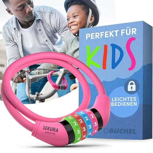Büchel Fahrradschloss Kinder I Farbenfroh und ohne Schlüssel I Zahlenschloss , zubehör , fahrradzubehör