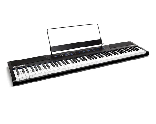 Alesis Concert Digitalpiano - Keyboards; 88 halbgewichtete Tasten mit 10 integrierten Stimmen, ideal für Einsteiger und Fortgeschrittene, inklusive Sustain-Pedal und USB-MIDI für vielseitige Nutzung.