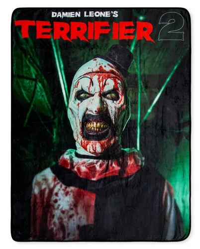 Horror-Shop Tagesdecke Terrifier 2 Art the Clown in rot von Horror-Shop