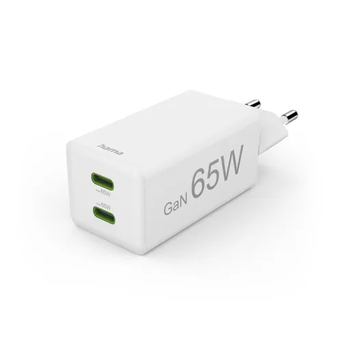 Schnellladegerät GaN 65W - 2x USB-C, kompaktes Mini-Ladegerät für schnelles Laden von Handy und Laptop, ideal für unterwegs