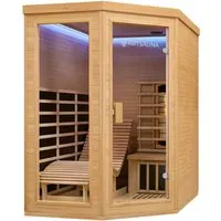 Artsauna Infrarotkabine Kolding - Wärmekabine mit Triplex-Heizsystem aus Hemlockholz, perfekte Wellness-Oase für Zuhause mit Vollspektrumstrahler und Keramikstrahler
