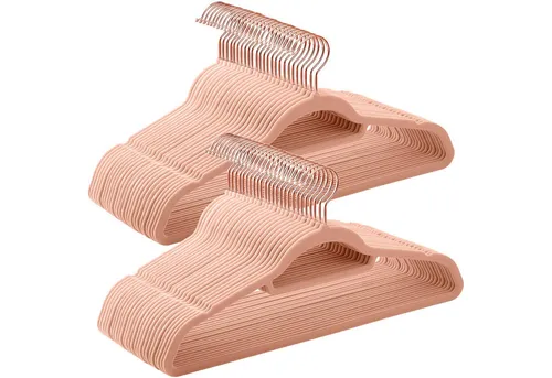 SONGMICS Kleiderbügel Samt, 50er Set - Rutschfest und platzsparend - Klassische Kleiderbügel, rutschfeste Samtoberfläche und 360° drehbare Haken für einfachen Zugriff. Ideal für Mäntel und Hosen, robust und platzsparend.