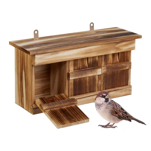 relaxdays Vogelhaus Nistkasten für Spatzen – geflammt