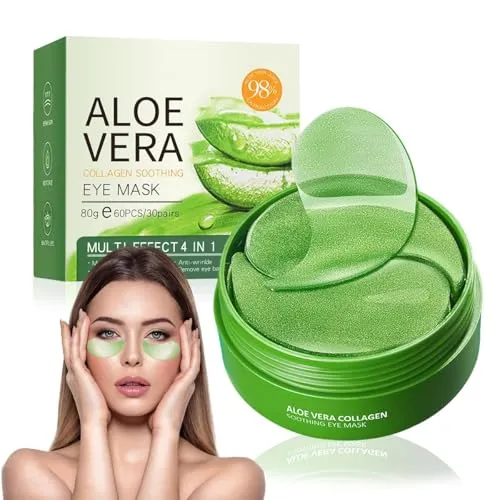60Pcs Augenpads Mit Aloe Vera und Kollagen Gegen Augenringe, Mindern Falten und Schwellungen