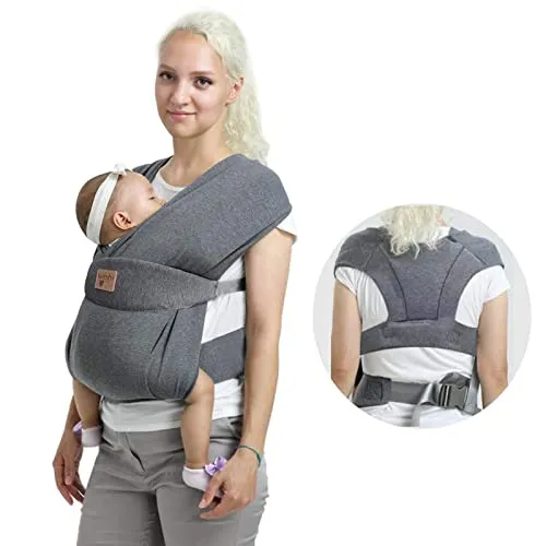 vrbabies Babytrage für Neugeborene ab Geburt Extra Weich,Bauchtrage Baby-Tragetasche Ergonomisch Geeignet für Babys im Alter von 3-24 Monaten(3.5-15kg) (dunkelgrau)