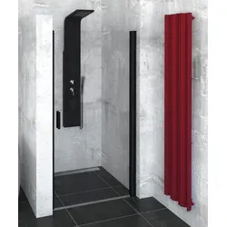 ZOOM LINE BLACK Nischentür 900mm - Elegantes Klarglas-Design - Moderne Duschdrehtür aus 6 mm Sicherheitsglas mit schwarzem Aluminiumprofil. Flexibel einsetzbar, mit praktischer Anti-Drop-Beschichtung für einfache Pflege. Breite 900 mm, Höhe 2000 mm, ideal für jede Dusche.