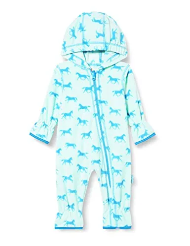Playshoes Fleece-Overall Unisex Kinder Jumpsuit, Pferde, 62 - Warmer Baby-Fleece-Overall für kühle Tage, atmungsaktiv und mit extra langem Reißverschluss für einfaches An- und Ausziehen. Praktische Kapuze und umklappbare Abschlüsse sorgen für zusätzlichen Komfort.