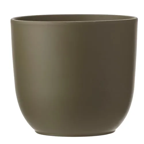 Annastore Blumenübertopf Tusca aus Keramik - dekorativer Blumentopf (Grün, H 23 cm - Ø 25 cm) - Hochwertiger Keramikübertopf für Zimmerpflanzen und Kräuter. Langlebig und pflegeleicht, passt in jedes Zuhause. Ideal für drinnen und draußen, mit zeitlosem Design für jeden Einrichtungsstil.