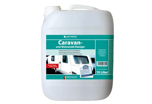 HOTREGA® Caravan und Wohnmobil Reiniger 10 Liter - Allzweckreiniger für mühelose Entfernung von schwarzen Regenstreifen und Grauschleiern. Ideal für Caravans, Wohnmobile und Boote mit Anti-Regenstreifen-Formel.
