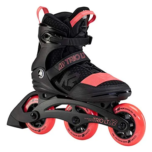 K2 Skates Unisex Inline Skates Trio LT 100 Short Cuff, Black - Coral - Inliner mit K2 Original-SoftBoot-Technologie für höchsten Komfort und Flexibilität. Ideal für Familien, Fitness und Wettkämpfe. Ausgestattet mit Stability Plus Cuff und ILQ-7 Kugellagern für optimale Leistung.