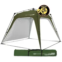 Where Tomorrow Outdoor Pavillon PopUp Zelt 2,5 x 2,5m Wasserdicht & UV-Schutz Garten inkl. 1x Seitenteil Tasche Camping & Partyzelt Aufbau 2 Min. - dunkelgrün
