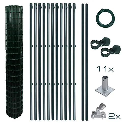 ESTEXO Gartenzaun Schweißgitterzaun Komplettset 1,5 x 25m - Vollständiges Zaunset für einfache Montage, ideal zur Grundstückseingrenzung. Verzinkter und PVC-beschichteter Zaun schützt vor Witterungseinflüssen und bietet hohe Stabilität.
