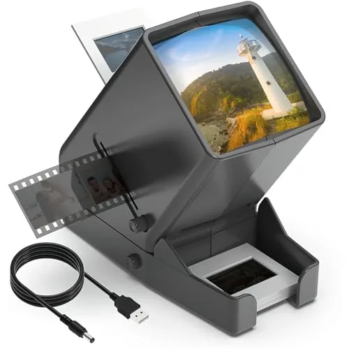 DigitPro 35 mm Dia-Viewer, 3-fache Vergrößerung, USB-betrieben/Batteriebetrieb, für 35-mm-Folien und Positive Filmnegative (4 AA-Batterien im Lieferumfang enthalten)