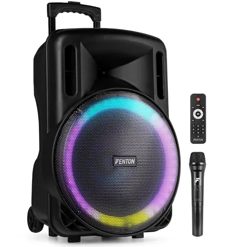 Fenton FT15LED MK2, Party Box Bluetooth Lautsprecher 800W, Musikbox Bluetooth Groß, 15