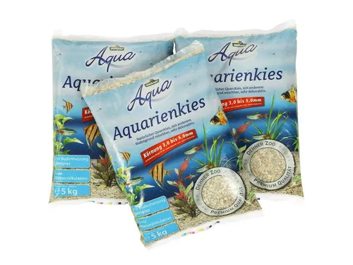 Dehner Aquarienkies Aqua Kies, Körnung 3-5 mm, 3 x 5 kg (15 kg), weiß