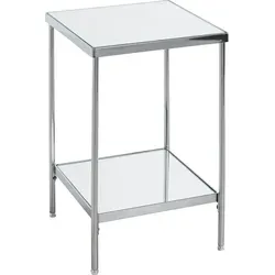 HAKU Möbel Beistelltisch - Chrom & Spiegel, Art Deco Stil - Beistelltisch fürs Wohnzimmer mit elegantem Chromrahmen und Spiegelablagen, ideal für stilvolle Akzente und vielseitige Nutzung.