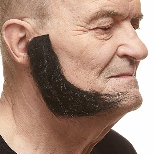 Mustaches Selbstklebender L Shaped Sideburns Gefälschte Hammelkoteletts, Neuheit, Falsche Gesichtsbehaarung, Kostümzubehör für Erwachsene, Schwarz Farbe