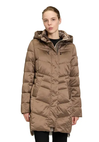 GIL BRET Damen Winterjacke, Gr. 44, Steppware in braun - Funktionsjacke für kalte Tage, taillierter Schnitt mit Kapuze und Windschutz, ideal für Ausflüge oder den Weg zur Arbeit.