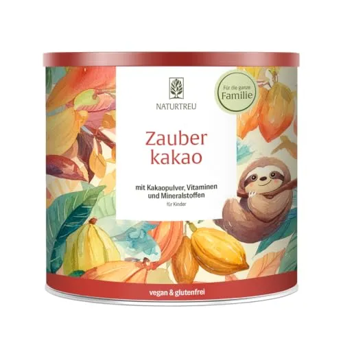 NATURTREU® Multivitamin Kakaopulver für Kinder ab 4 Jahren | Wenig Zucker, 12 Vitamine & 6 Mineralstoffe