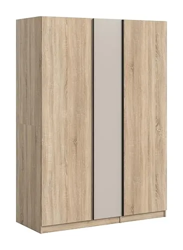 Oakland Kleiderschrank 3 Türen in Sonoma Eiche - Der 3-türige Kleiderschrank (130x183x53 cm) bietet viel Stauraum für Ihre Garderobe. Mit pflegeleichten Oberflächen und elegantem Design ist er die perfekte Ergänzung für Ihr Schlafzimmer.