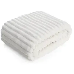 Wohndecke SOFT, Design91, Streifen Steppung Gestreifte Decke Gesteppte Sofadecke weiß 170 cm x 210 cm