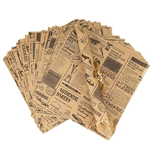 Deli Papierblätter, 100 Blatt Wrap Papier 25 * 25cm, Einweg-Lebensmittelverpackungspapier für Sandwich, Pommes Frites, Burger, Kuchen usw