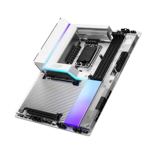 NZXT N9 Z890 - Intel Z890 LGA 1851 ATX Gaming-Mainboard für Core Ultra (Serie 2) - 20+1+1, DDR5, 5X M.2, PCIe 5.0, Wi-Fi 7, 5GbE, Thunderbolt 4 - RGB, Vollmetallabdeckung - Weißes PCB