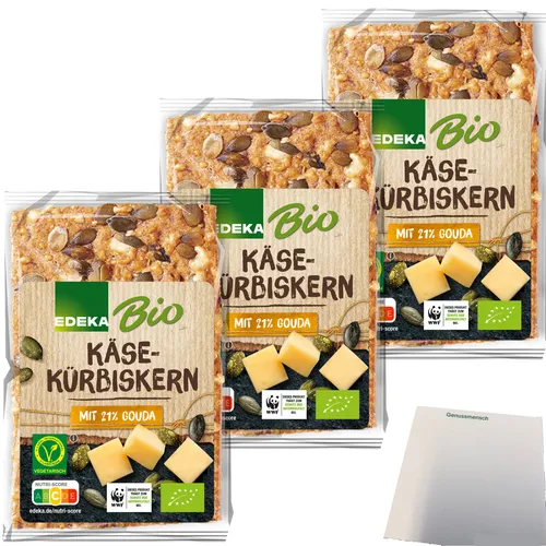 Edeka Bio Käse-Kürbiskern Knäckebrot 3er Pack 3x200g Packung usy Block